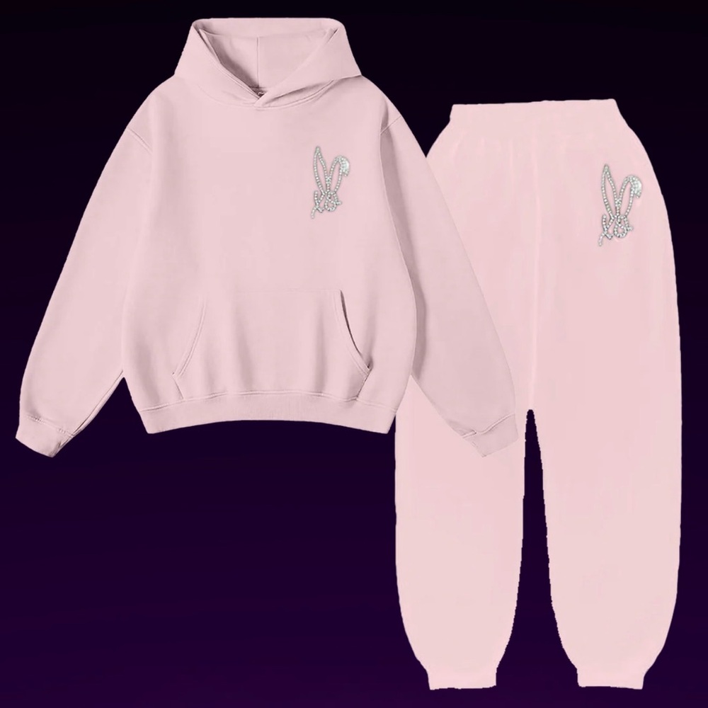 Elegant Pink Hoodie and Sweatpants Set